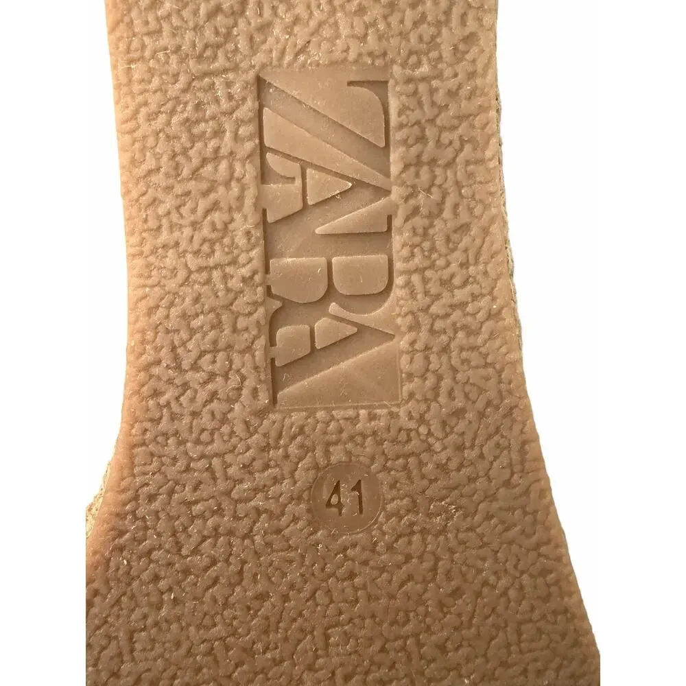 Zara Women Beige Strappy Woven Wedge Espadrilles Size EU 41/US 10 - Picture 5 of 7